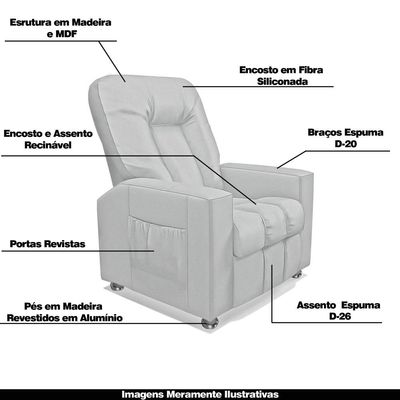 Poltrona do Papai Reclinável Romeo F05 Facto Branco - Lyam Decor