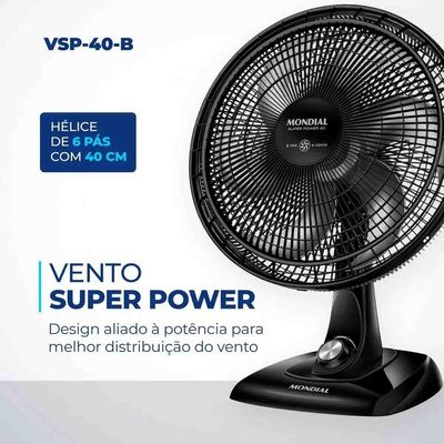 Ventilador Mondial De Mesa 40cm 6pas Silencio 220v Vsp40b Preto