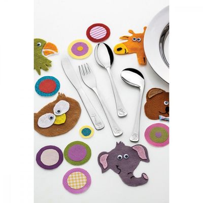 Colher Infantil Tramontina Baby Curvada em Aço Inox Acabamento Brilho com Desenho em Alto Relevo