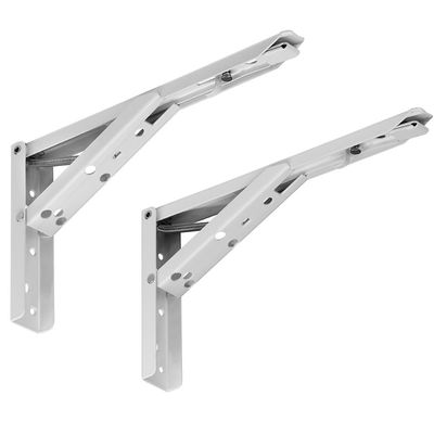 Kit 02 Pares Suporte Para Mesa Dobrável Retrátil 30 cm H02 Mão Francesa Branco - Lyam
