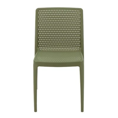 Jogo 4 Cadeiras Plásticas Verde Oliva para Mesa Tramontina Isabelle Cozinha Sala Área Gourmet