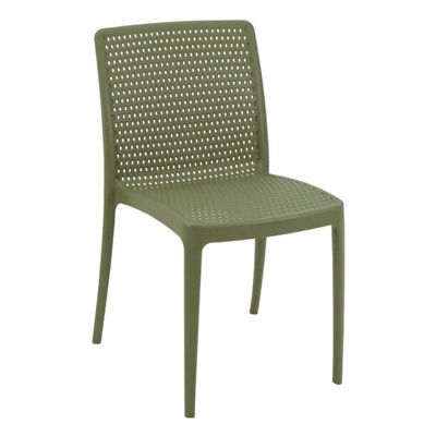 Jogo 4 Cadeiras Plásticas Verde Oliva para Mesa Tramontina Isabelle Cozinha Sala Área Gourmet