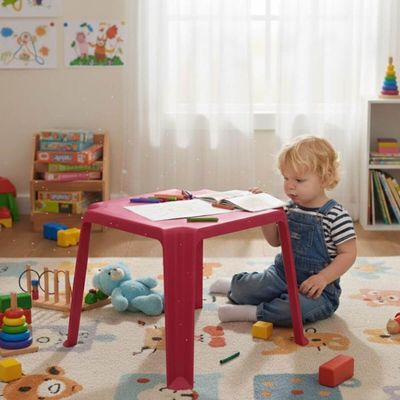 Mesa Infantil Tramontina Adoleta 49x42cm Plástico Resistente Atividades Brincar Estudar Rosa