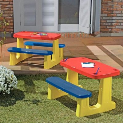 Mesa Infantil Plástica de Atividades Tramontina 90x84x52cm Playground Escolar Colorida Pic-nic