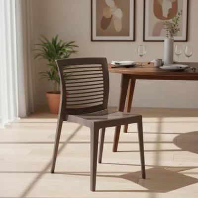 Conjunto 4 Cadeiras Plástico Empilhável Tramontina Victória com Encosto Horizontal Camurça