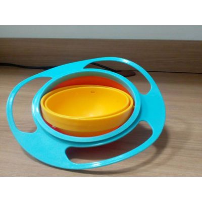 Potinho Tigela Prato Magico Infantil 360 Graus Para Bebes Cor:Laranja
