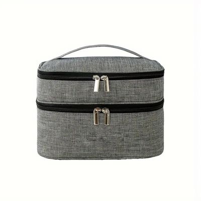 Necessaire Viagem Bolsa Dupla Maquiagem Cinza