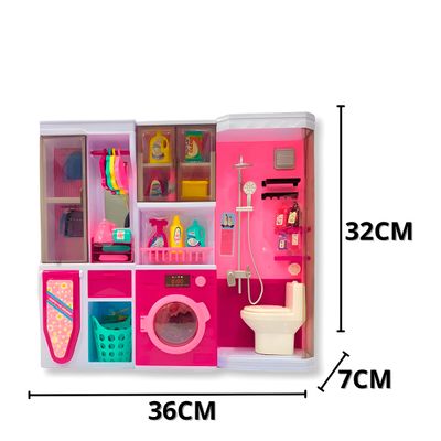 Brinquedo Lavanderia Casinha Boneca Luz Som Interativo