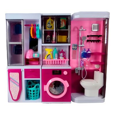 Brinquedo Lavanderia Casinha Boneca Luz Som Interativo