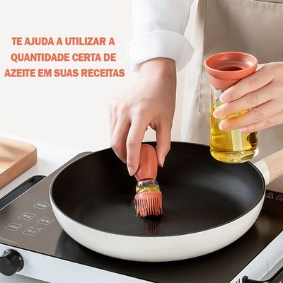 Dispenser De Oleo Azeite Com Escova De Silicone Vidro 180ml Cor:Salmão