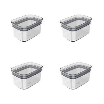 Conjunto De Potes Herméticos 650 Ml 4 Peças Block Retangular Transparente Ou