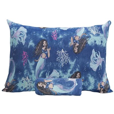 Jogo de Cama Portallar Solteiro Malha Mista Estampado Disney Ariel Mermaid 2 Pçs Azul