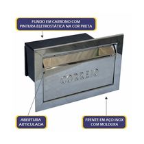Caixa de Correio Cartas Muro Detras Inox Preta 15x23x30cm