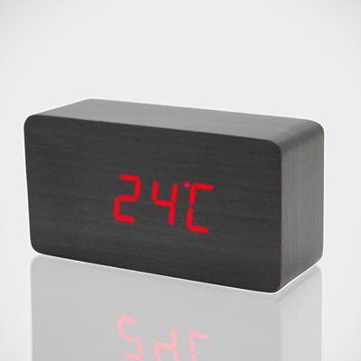 Relogio De Mesa Digital Tipo Madeira - Cinza