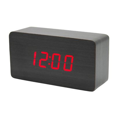 Relogio De Mesa Digital Tipo Madeira - Cinza