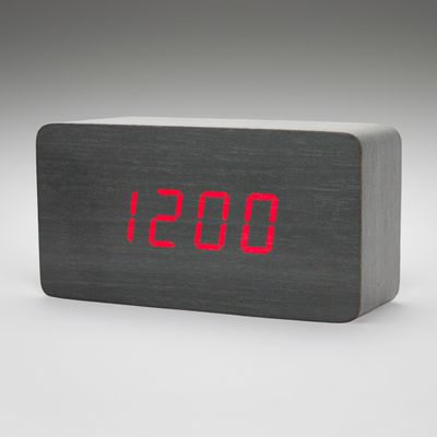 Relogio De Mesa Digital Tipo Madeira - Cinza