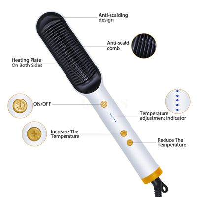 Prancha Escova Alisadora Com Pente Profissional Bivolt Cor:Branco