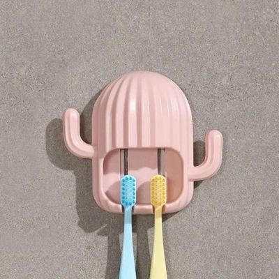 Porta Escova de Dente de Parede Cacto  Rosa