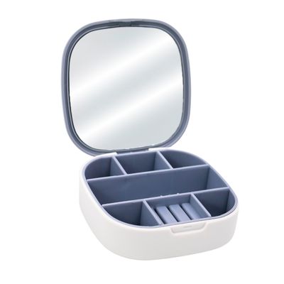 Porta Joias Estojo Portátil Estojo Caixinha com Espelho - Elegância e Praticidade. Cor:Branco