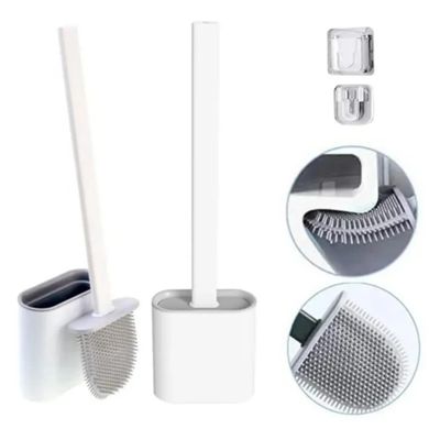 Limpador Vaso Sanitario Em Silicone Escovinha Cor:Branco