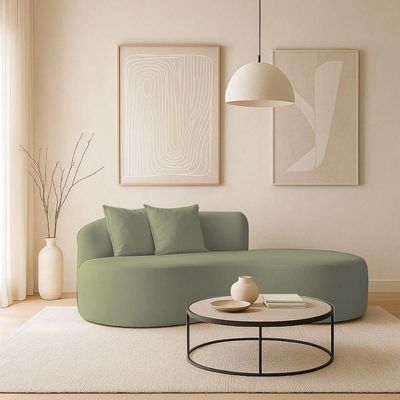 Sofá Confortável Orgânico Design Elegante Bouclé Verde