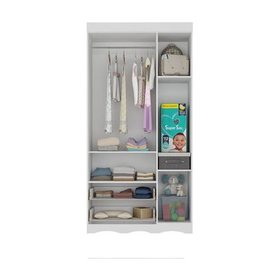 Guarda-roupa Infantil 92cm 3 Portas E 2 Gavetas Realeza Multimóveis Mp4452 Branco/off White Branco/off White