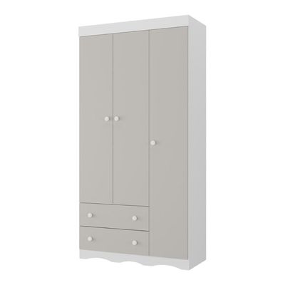 Guarda-roupa Infantil 92cm 3 Portas E 2 Gavetas Realeza Multimóveis Mp4452 Branco/off White Branco/off White