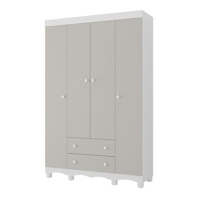 Guarda-roupa Infantil 122cm 4 Portas E 2 Gavetas Dengo Multimóveis Mp4438 Branco/off White Branco/off White