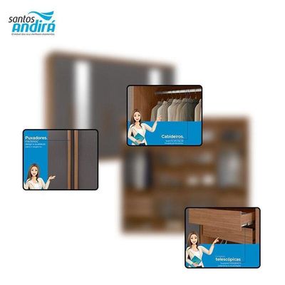 Guarda Roupa Casal 8 Portas 4 Gavetas Master New Com Espelho Jatobá Grafite Acetinado - Santos Andirá