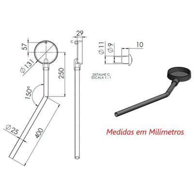 Queimador Palmatoria Longo Direito de Fogão Industrial 13cm