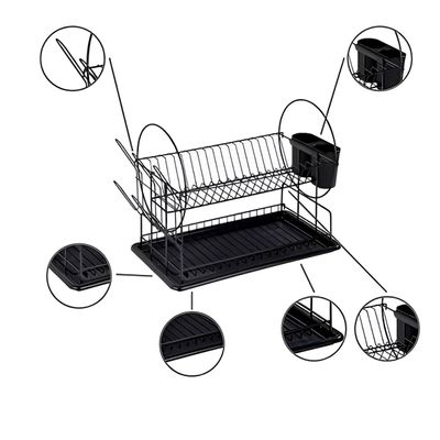 Escorredor Duplo de Louça com Suporte Inox Cozinha Organizador - Organização e Praticidade na Cozinha
