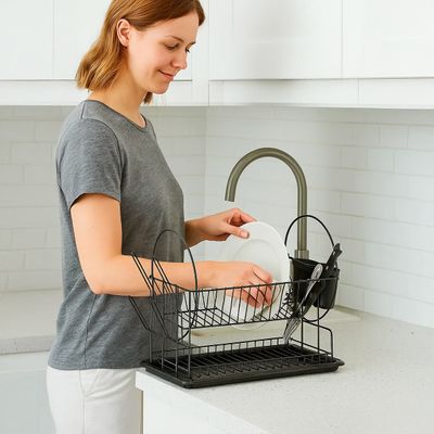Escorredor Duplo de Louça com Suporte Inox Cozinha Organizador - Organização e Praticidade na Cozinha