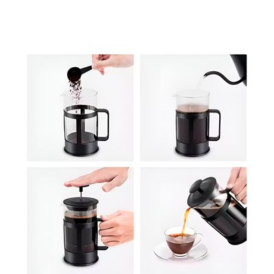 Cafeteira Prensa Francesa Chá Café 350ml Aço Inox Vidro - Café e Chá Perfeitos a Cada Infusão