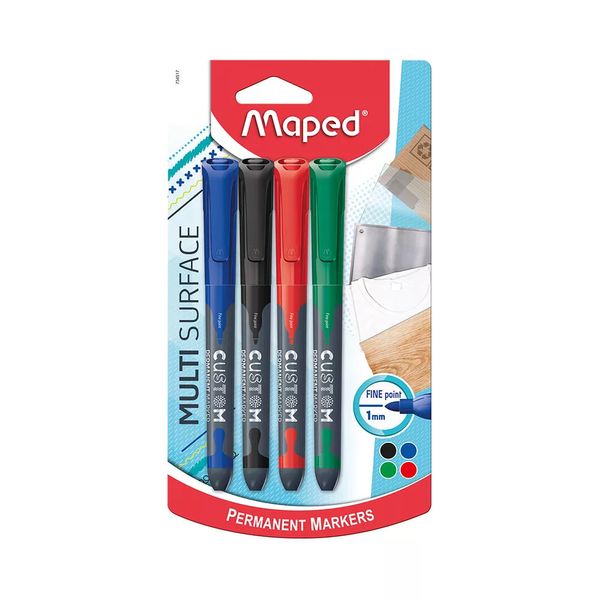 Marcador Permanente Maped Custom 1.0mm com 4 Unidades