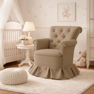 Poltrona Amentação Confortável Com Balanço Descanso Quarto Bebê Aconchego Suede Cappuccino