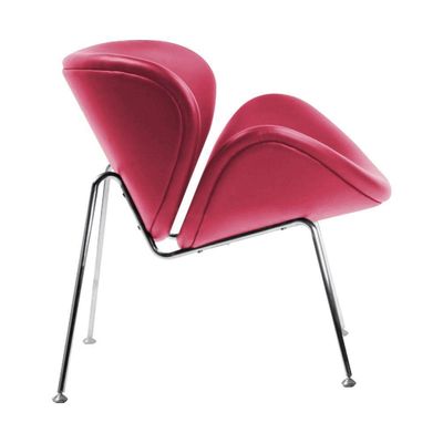 Poltrona Trevo Couro Sintético Rosa Base Cromada
