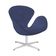Poltrona Swan Linho Azul Base Alumínio Giratória