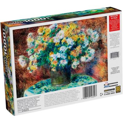 Mini Quebra Cabeça Vaso de Flores de Renoir 100 Peças Grow