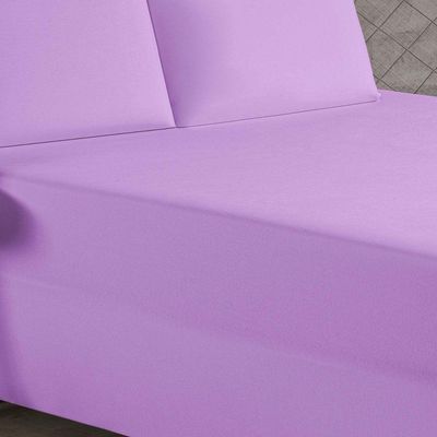 Jogo De Cama Casal Nobre 3 Peças Luva De Box 55cm De Altura Malha 100% Algodão - Lilás