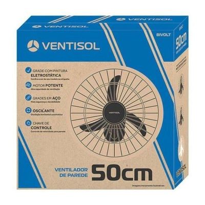 Ventisol Ventilador Parede Oscilante 50cm Aço Bivolt