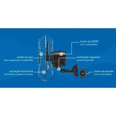 Ventisol Ventilador Parede Oscilante 50cm Aço Bivolt