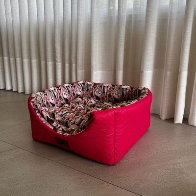 Cama Para Cachorro Toca Quadrada Em Corino + Poliéster Rosa Média (m) 40 X 40 X 40 Cm