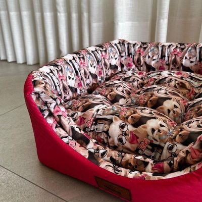 Cama Para Cachorro Toca Quadrada Em Corino + Poliéster Rosa Média (m) 40 X 40 X 40 Cm