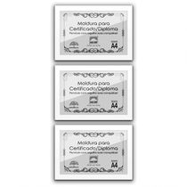 Kit 3 Certificados/Diplomas A4 Com Tela De Acetato E Mdf Titulo Moldura Branca