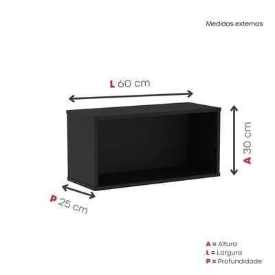 Nicho De Parede 300x600mm Preto
