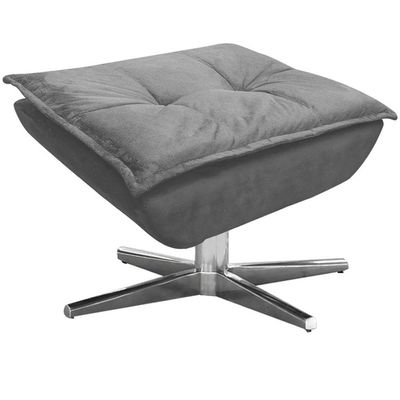 Puff Decorativo Base Giratória Cromada Charger Suede Grafite - Gran Belo