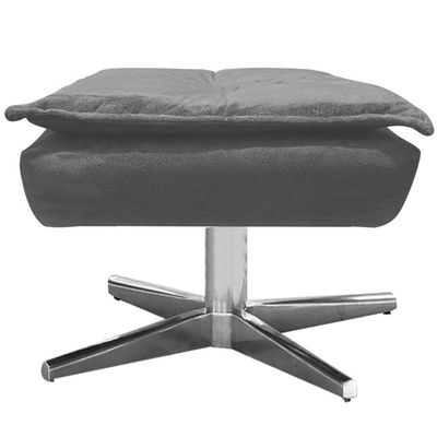 Puff Decorativo Base Giratória Cromada Charger Suede Grafite - Gran Belo