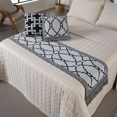 Kit Peseira Grécia 5 Peças King 60% Algodão / 40% Poliéster Tecido Jacquard Acompanha Almofadas Cheias - Preto