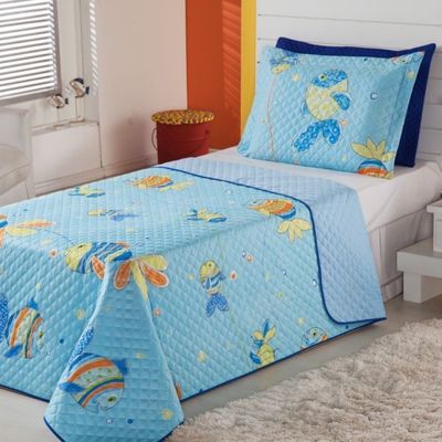 Kit Cobre Leito Dupla Face Infantil  2 Pecas - Oceano