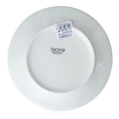 Prato de Sobremesa de Cerâmica Donna Bem-Te-Vi 18cm 12 Unidades - Biona 5409